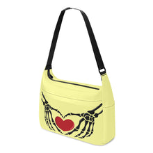 Load image into Gallery viewer, Ti Amo I love you - Exclusive Brand - Crayola Lemon Yellow - Skeleton Heart Hands  -  Journey Computer Shoulder Bag
