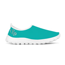 Load image into Gallery viewer, Ti Amo I love you - Exclusive Brand - Tiffany Blue - Double White Heart - Women&#39;s Mesh Running Shoes - White Soles
