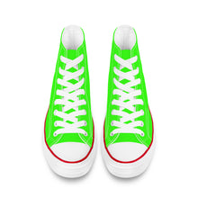 Load image into Gallery viewer, Ti Amo I love you - Exclusive Brand - Florescent Green - White Daisy - High Top Canvas Shoes - White  Soles
