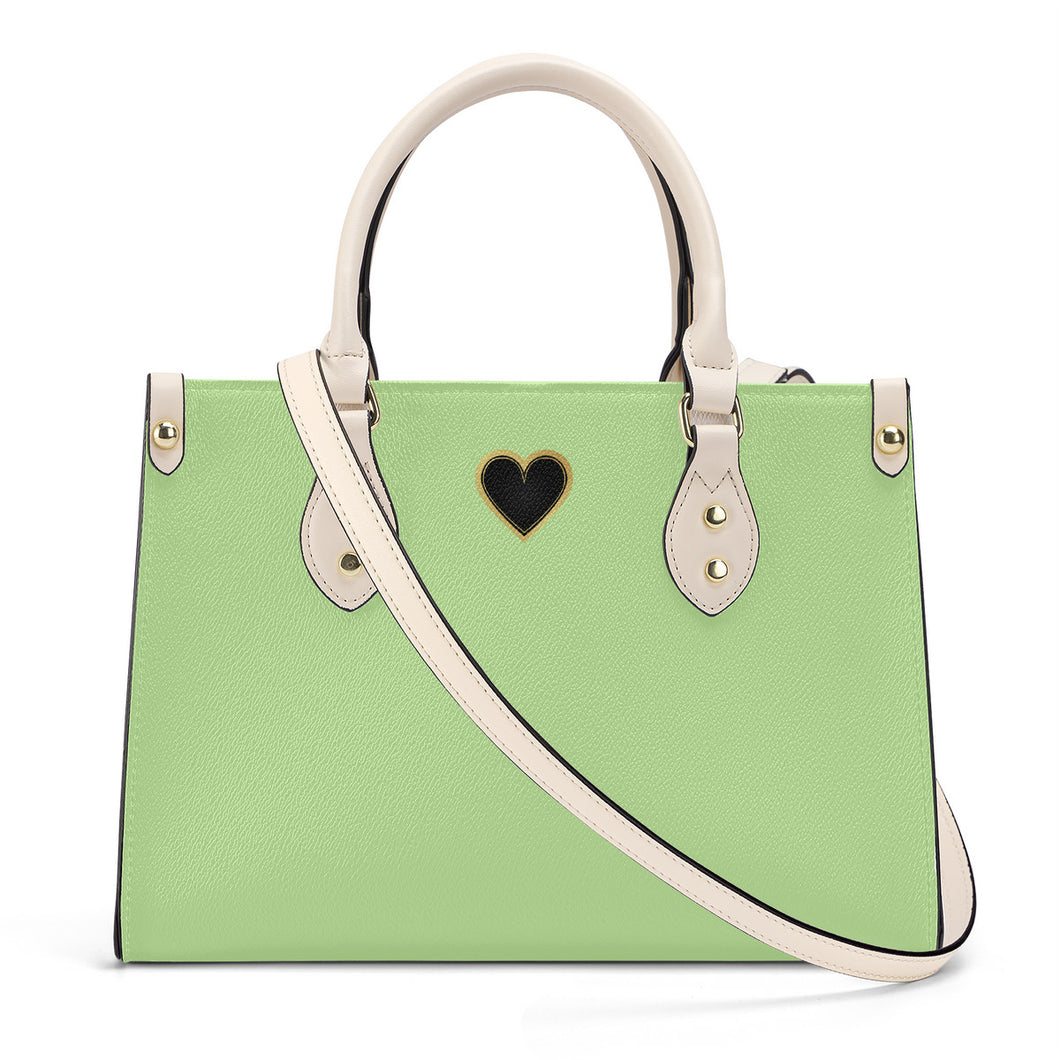 Ti Amo I love you - Exclusive Brand - Very Psle Green - Luxury Womens PU Tote Bag - Cream Straps