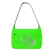 Load image into Gallery viewer, Ti Amo I love you - Exclusive Brand - Florescent Green - Double White Heart - Journey Computer Shoulder Bag
