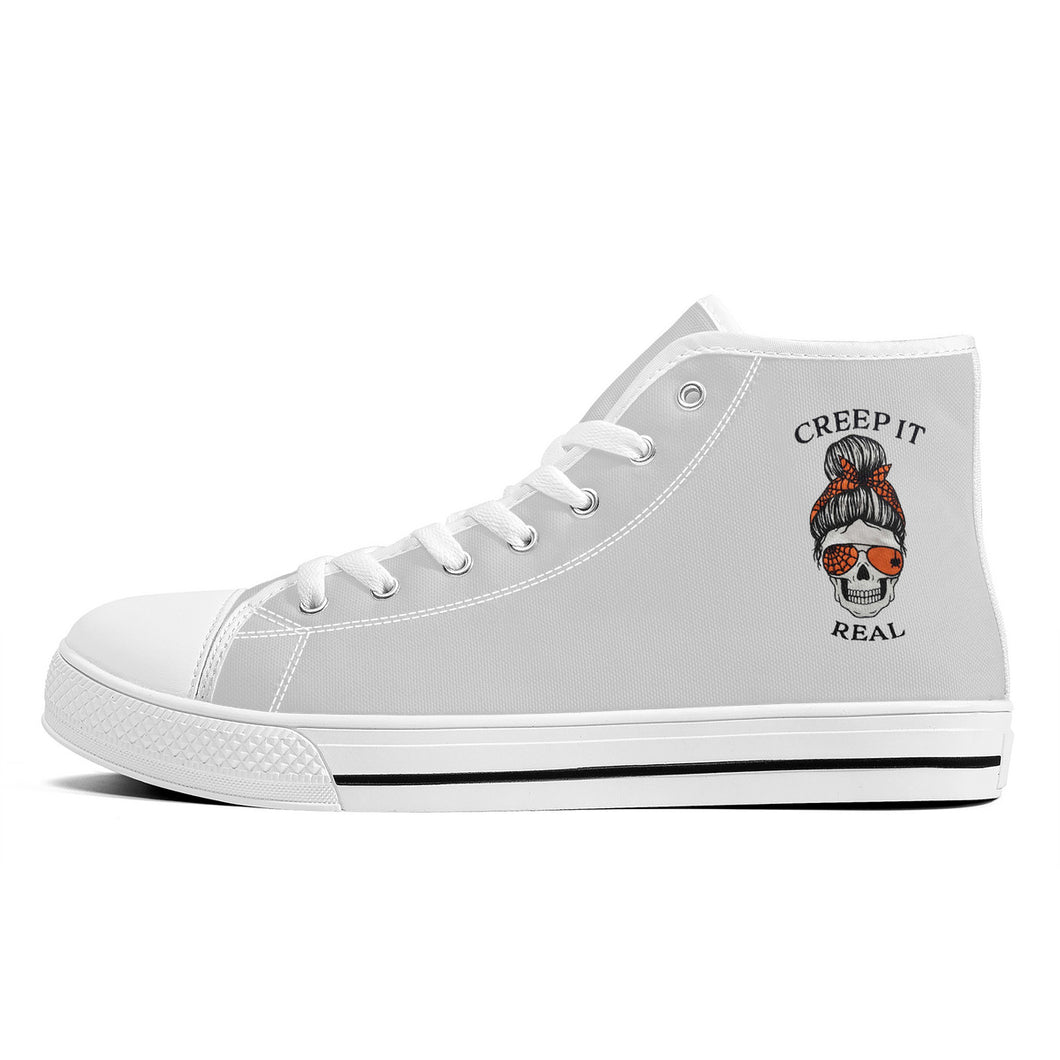 Ti Amo I love you - Exclusive Brand - Alto Gray - Mama Skeleton - CREEP IT REAL - High-Top Canvas Shoes - White Soles