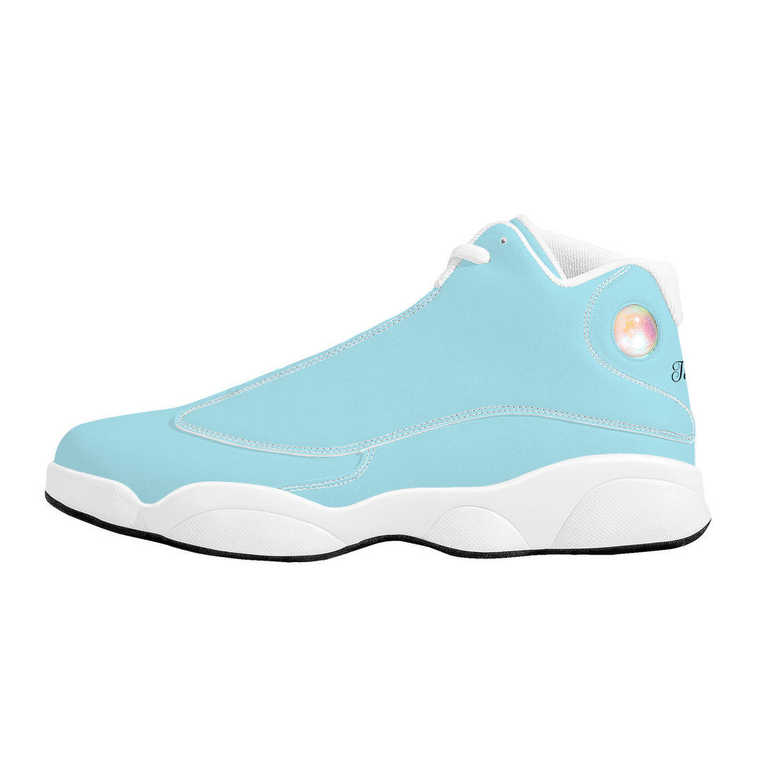 Ti Amo I love you - Exclusive Brand - Cyan Opaque  - Double Heart Logo - Mens / Womens - Unisex  Basketball Shoes - White Laces