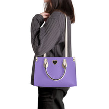 Load image into Gallery viewer, Ti Amo I love you - Exclusive Brand - Pale Purple  - Luxury Womens PU Tote Bag - Cream Straps
