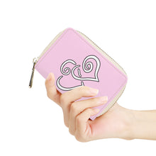 Load image into Gallery viewer, Ti Amo I love you - Exclusive Brand - Pink Lace - Double White Heart - PU Leather - Zipper Card Holder
