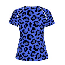 Load image into Gallery viewer, TI Amo I love you - Exclusive Brand - Blueberry 2 with Obscure Royal Blue Leopard Spots - Women&#39;s T shirt
