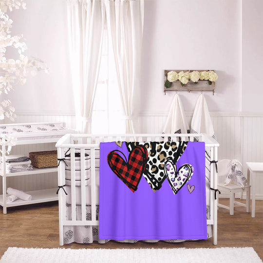 Light Purple - Leopard Hearts - Baby Soft Blanket