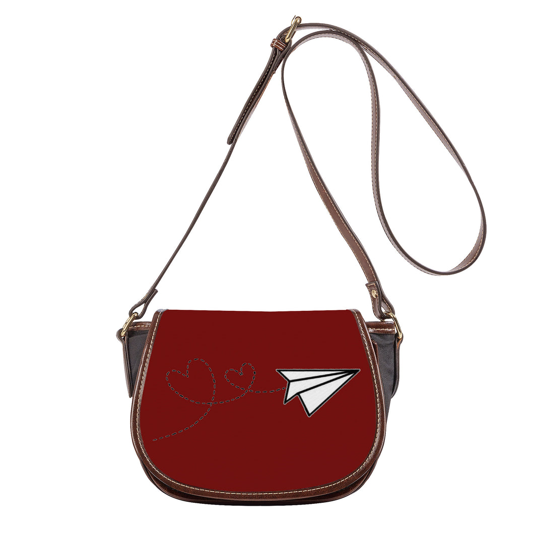 Ti Amo I love you - Exclusive Brand - Dark Burgundy - Paper Airplane - Saddle Bag