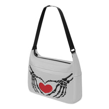 Load image into Gallery viewer, Ti Amo I love you - Exclusive Brand - Silver  - Skeleton Heart Hands -  Journey Computer Shoulder Bag
