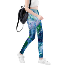 Load image into Gallery viewer, Ti Amo I love you - Blue / Green Universe -  Yoga Leggings
