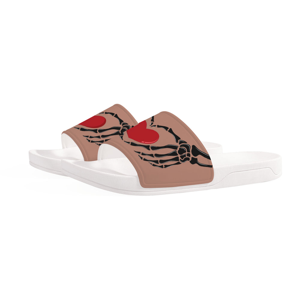 Ti Amo I love you - Exclusive Brand - Loudicrous Lemming  - Skeleton Hands with Heart -  Slide Sandals - White Soles