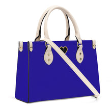 Load image into Gallery viewer, Ti Amo I love you - Exclusive Brand - Egyptian Blue - Luxury Womens PU Tote Bag - Cream Straps
