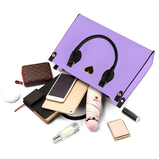 Ti Amo I love you - Exclusive Brand - Lucid Lavender - Luxury Women PU Tote Bag - Black Straps
