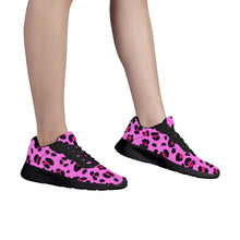 Load image into Gallery viewer, Ti Amo I love you - Exclusive Brand - Persian Pink with Cerise Leopard Spots - Womens Air Mesh Running Shoes - Black Soles
