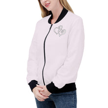 Load image into Gallery viewer, Ti Amo I love you - Exclusive Brand - Prim -  Double White Heart - Women&#39;s Bomber Jacket
