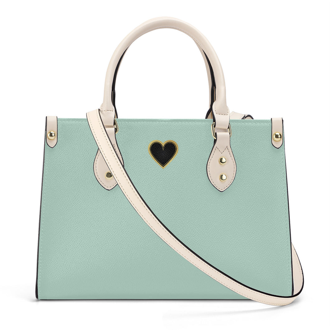 Ti Amo I love you - Exclusive Brand - Sea Mist- Luxury Womens PU Tote Bag - Cream Straps