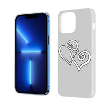 Load image into Gallery viewer, Ti Amo I love you - Exclusive Brand - Silver - Double White Heart -  iPhone 13 Transparent Case (3 cameras)
