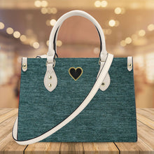 Load image into Gallery viewer, Ti Amo I love you - Exclusive Brand - Green Denim - Luxury Womens PU Tote Bag - Cream Straps
