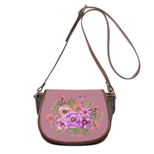 Load image into Gallery viewer, Ti Amo I love you - Exclusive Brand - Puce - Pink Floral Pattern -  Saddle Bag
