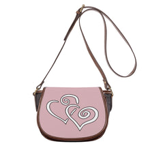 Load image into Gallery viewer, Ti Amo I love you - Exclusive Brand - Pinkish Grey - Double White Heart - Saddle Bag
