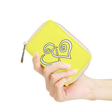 Load image into Gallery viewer, Ti Amo I love you - Exclusive Brand - Laser Lemon - Double White Heart - PU Leather - Zipper Card Holder
