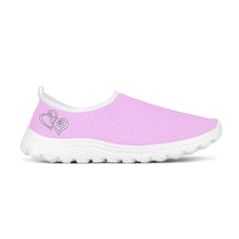 Load image into Gallery viewer, Ti Amo I love you - Exclusive Brand - Pastel Sugar Chic - Double White Heart - Women&#39;s Mesh Running Shoes - White Soles
