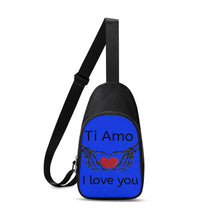 Load image into Gallery viewer, Ti Amo I love you - Exclusive Brand - Blue Blue Eyes- Skeleton Hands with Heart - Unisex Chest Bag
