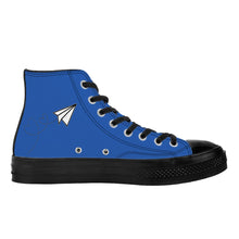 Load image into Gallery viewer, Ti Amo I love you - Exclusive Brand - Mid Blue - Paper Airplane - High Top Canvas Shoes - Black Soles
