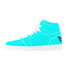 Load image into Gallery viewer, Ti Amo I love you - Exclusive Brand  - Aqua / Cyan - Skeleton Hands with Heart - High Top Synthetic Leather Sneaker
