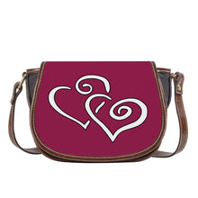 Load image into Gallery viewer, Ti Amo I love you - Exclusive Brand - Berry - Double White Heart - Saddle Bag
