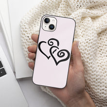 Load image into Gallery viewer, Ti Amo I love you - Exclusive Brand - Prim  - Double Black Heart  - iPhone 14 Glass Case (2 cameras)
