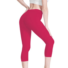 Load image into Gallery viewer, Ti Amo I love you - Exclusive Brand - Cerise Red 2 - Double White Heart - Womens / Teen Girls / Womens Plus Size - Capri Yoga Leggings - Sizes XS-3XL
