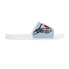 Load image into Gallery viewer, Ti Amo I love you - Exclusive Brand - Beau Blue 2 - Skeleton Hands with Heart -  Slide Sandals - White Soles
