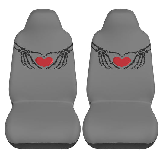 Ti Amo I love you - Exclusive Brand - Dove Gray - Skeleton Hands with Hearts  - New Car Seat Covers (Double)