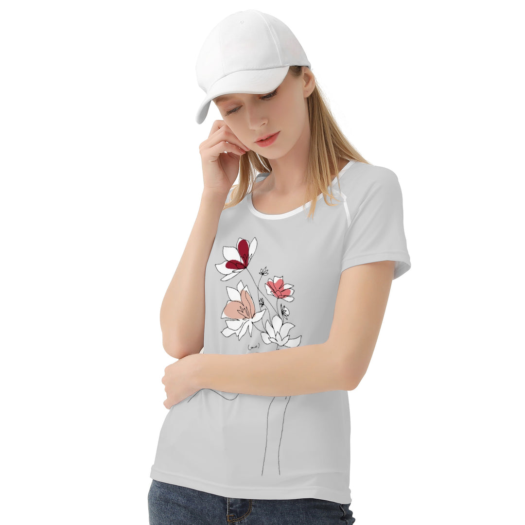 Ti Amo I love you - Exclusive Brand - Alto Gray - Woman's Face with Flowers -  Women's T shirt