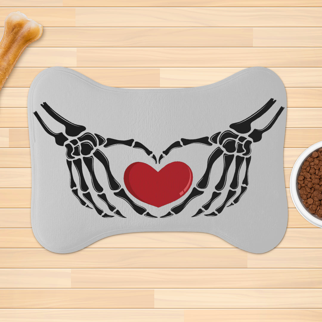 Ti Amo I love you - Exclusive Brand - Alto Gray  - Skeleton Hands with Heart  - Big Paws Pet Rug