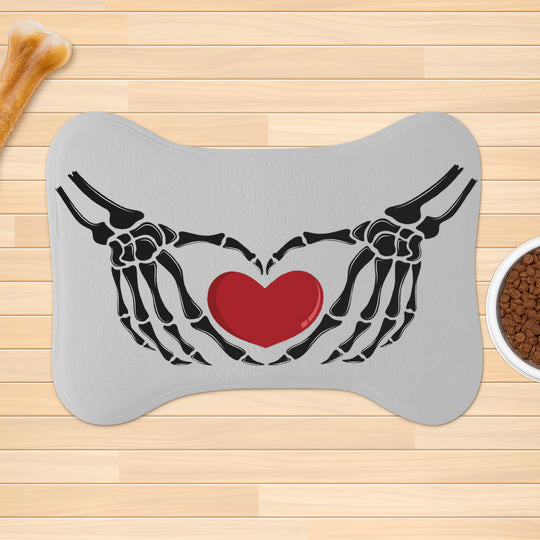 Ti Amo I love you - Exclusive Brand - Alto Gray  - Skeleton Hands with Heart  - Big Paws Pet Rug