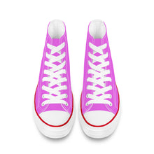 Load image into Gallery viewer, Ti Amo I love you - Exclusive Brand - Deep Lavender Magenta - White Daisy - High Top Canvas Shoes - White  Soles
