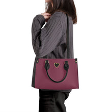 Load image into Gallery viewer, Ti Amo I love you - Exclusive Brand - Velvet Maroon - Luxury Womens PU Tote Bag - Black Straps
