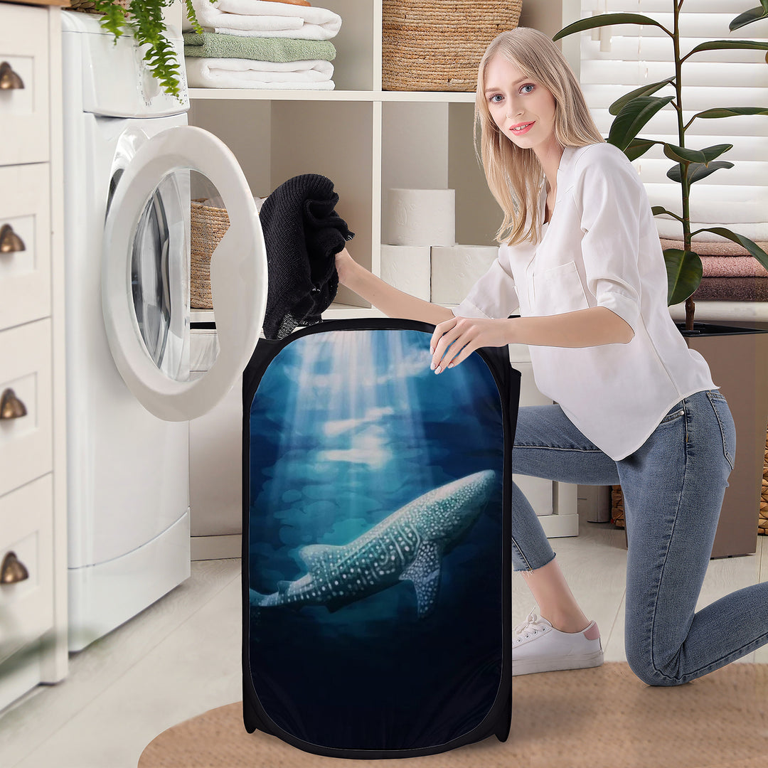 Ti Amo I love you - Exclusive Brand - Whale Shark - Laundry Hamper Black