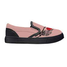 Load image into Gallery viewer, Ti Amo I love you - Exclusive Brand - Pink Rose - Skeleton Hands with Heart - Kids Slip-on shoes - Black Soles
