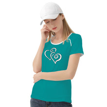 Load image into Gallery viewer, TI Amo I love you - Exclusive Brand - Veridian Green - Double White Heart - Women&#39;s T shirt
