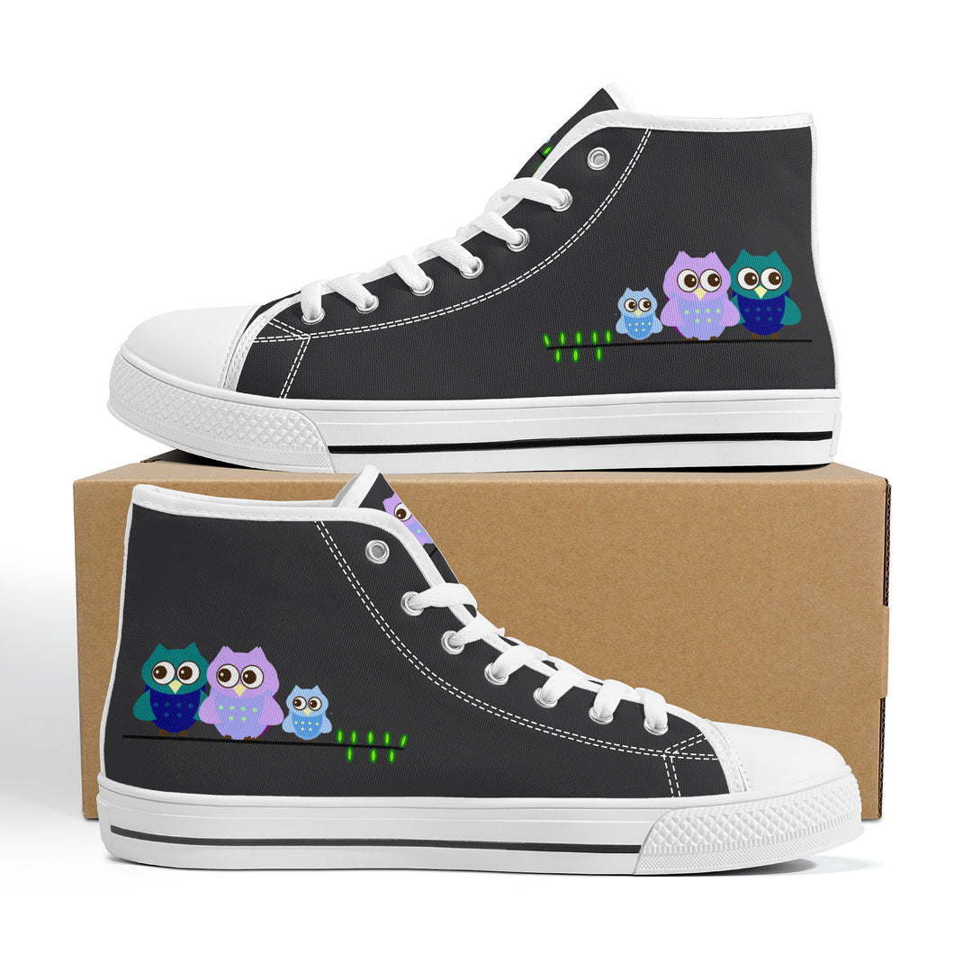 Ti Amo I love you  - Exclusive Brand - Shark - 3 Owls - High-Top Canvas Shoes - White Soles