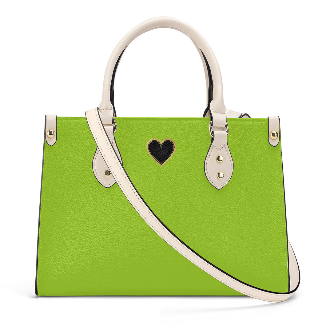 Ti Amo I love you - Exclusive Brand - Kiwi Green - Luxury Womens PU Tote Bag - Cream Straps