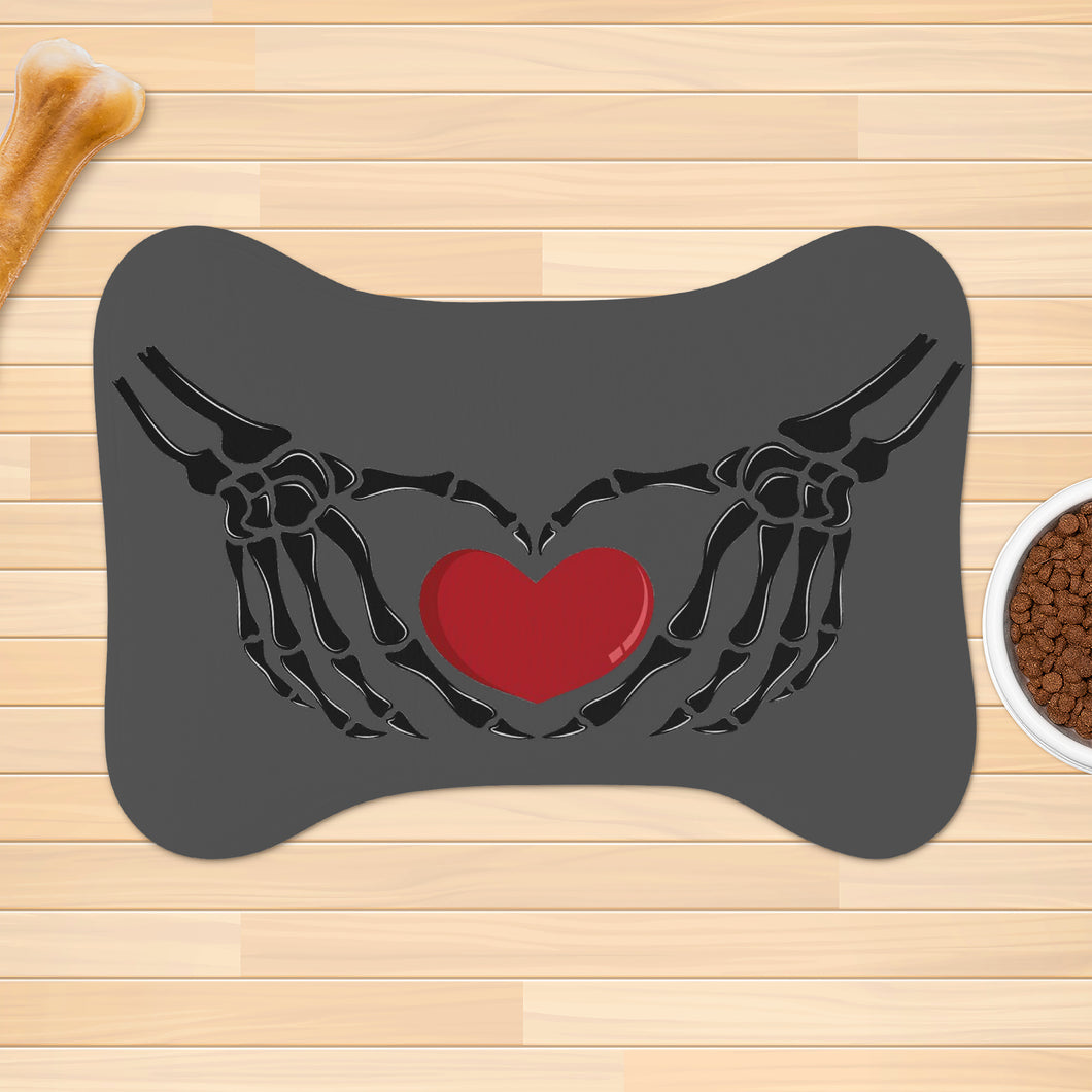 Ti Amo I love you - Exclusive Brand  - Davy's Grey - Skeleton Hands with Heart  - Big Paws Pet Rug