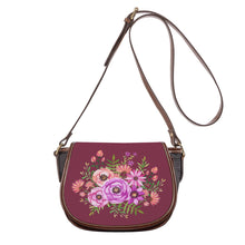 Load image into Gallery viewer, Ti Amo I love you - Exclusive Brand - Velvet Maroon - Floral Pattern -  Saddle Bag
