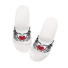 Load image into Gallery viewer, Ti Amo I love you - Exclusive Brand - White - Skeleton Hands with Heart -  Slide Sandals - White Soles
