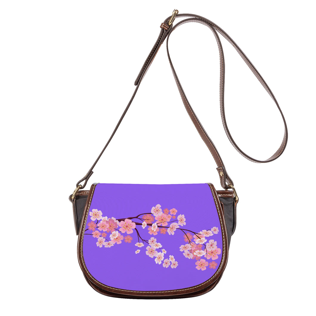 Ti Amo I love you - Exclusive Brand - Heliotrope 3 - Pink Floral Branch - Saddle Bag