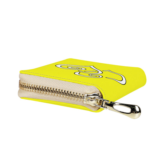 Ti Amo I love you - Exclusive Brand - Lemon - Double White Heart - PU Leather - Zipper Card Holder