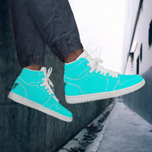 Load image into Gallery viewer, Ti Amo I love you - Exclusive Brand  - Aqua / Cyan - Skeleton Hands with Heart - High Top Synthetic Leather Sneaker
